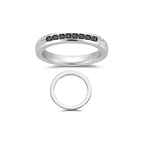 0.16 Cts Black Diamond Wedding Band in 14K White Gold