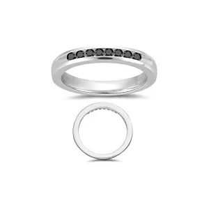 0.16 Cts Black Diamond Wedding Band in 14K White Gold