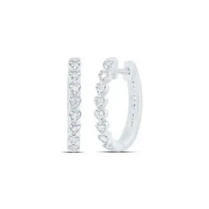 0.37cttw Heart Diamond Hoop Earrings 10k White Gold Womens