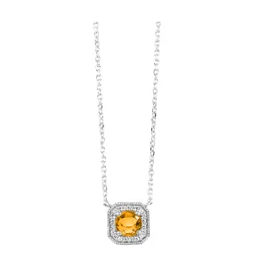 10Kt White Gold Diamond 1/20Ctw & Citrine 1/2Ctw Pendant