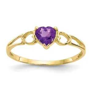 10KT YELLOW GOLD AMETHYST HEART RING