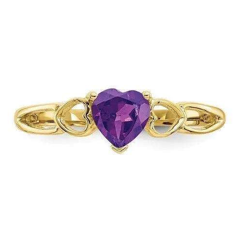 10KT YELLOW GOLD AMETHYST HEART RING