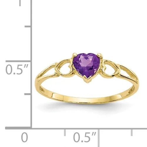 10KT YELLOW GOLD AMETHYST HEART RING