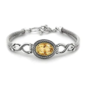 14K and 925 Sterling Sliver Bangle with Citrine (141BL112691CT)