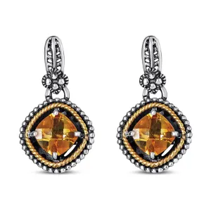 14K And 925 Sterling Sliver Earrings With Citrine (145NER2622TCT)