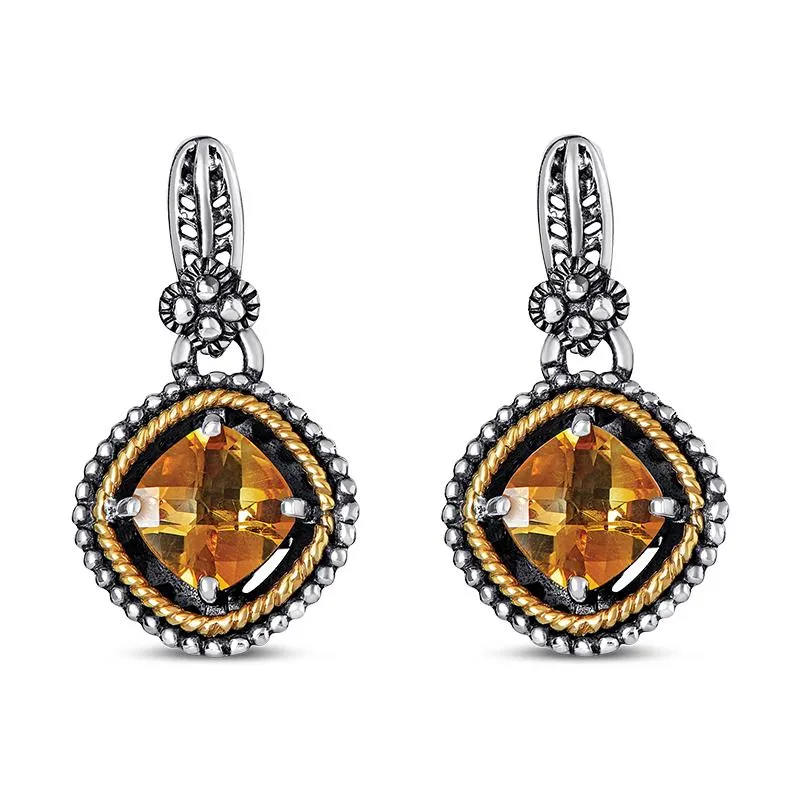 14K And 925 Sterling Sliver Earrings With Citrine (145NER2622TCT)