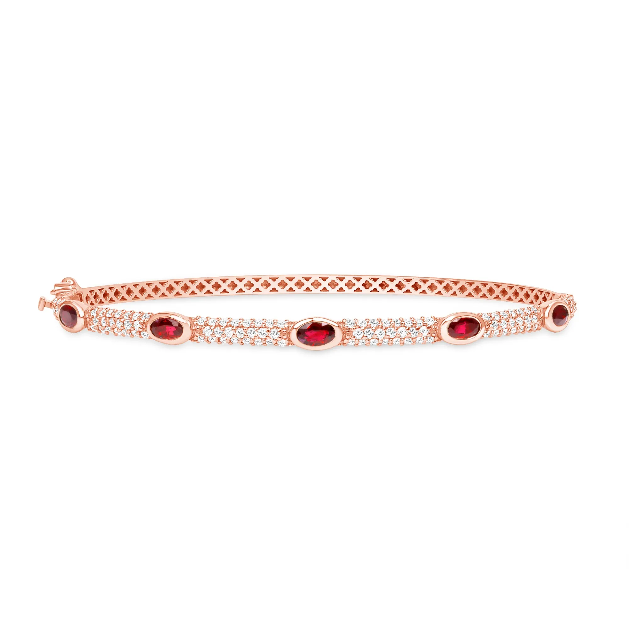14K Gold Diamond and Ruby Bangle