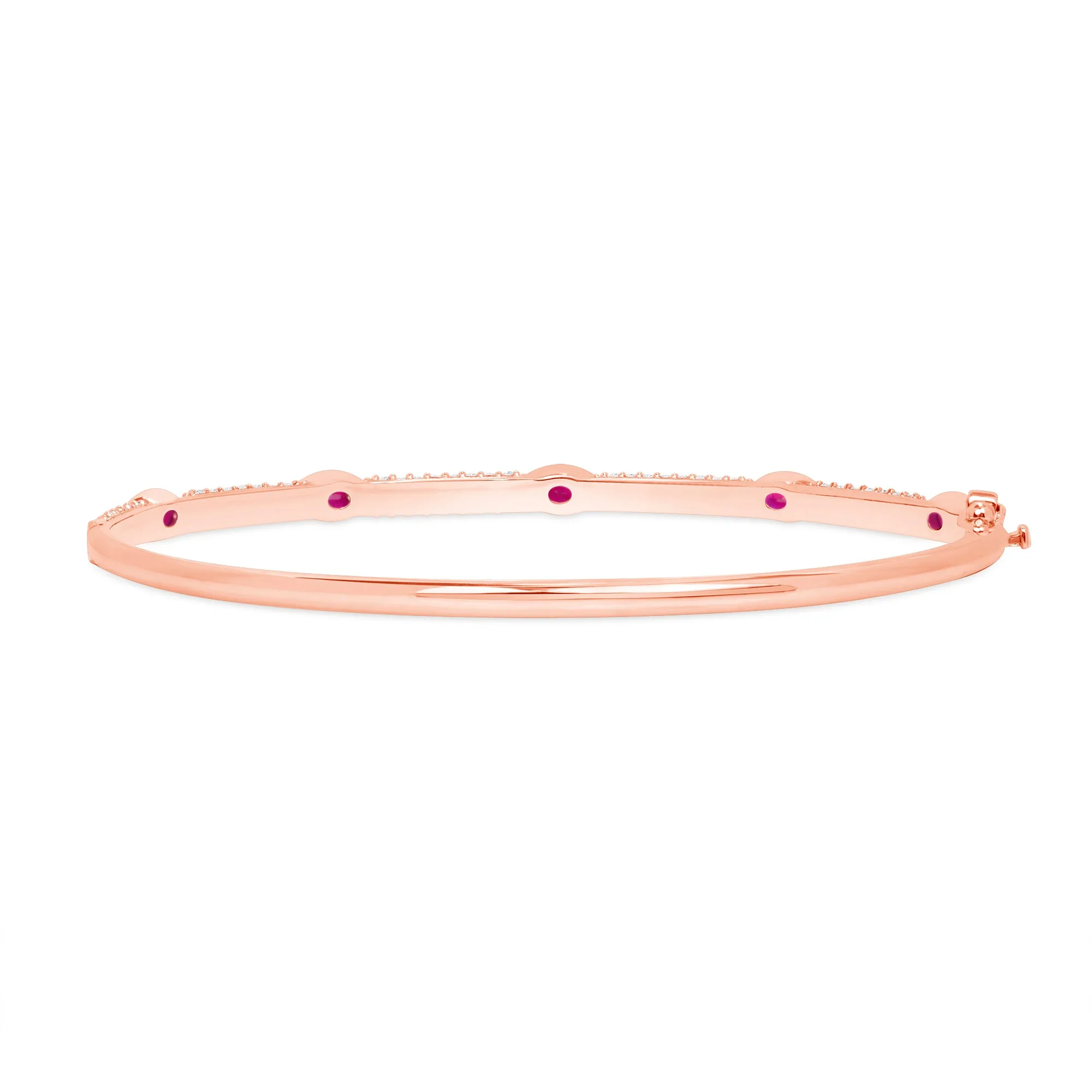 14K Gold Diamond and Ruby Bangle