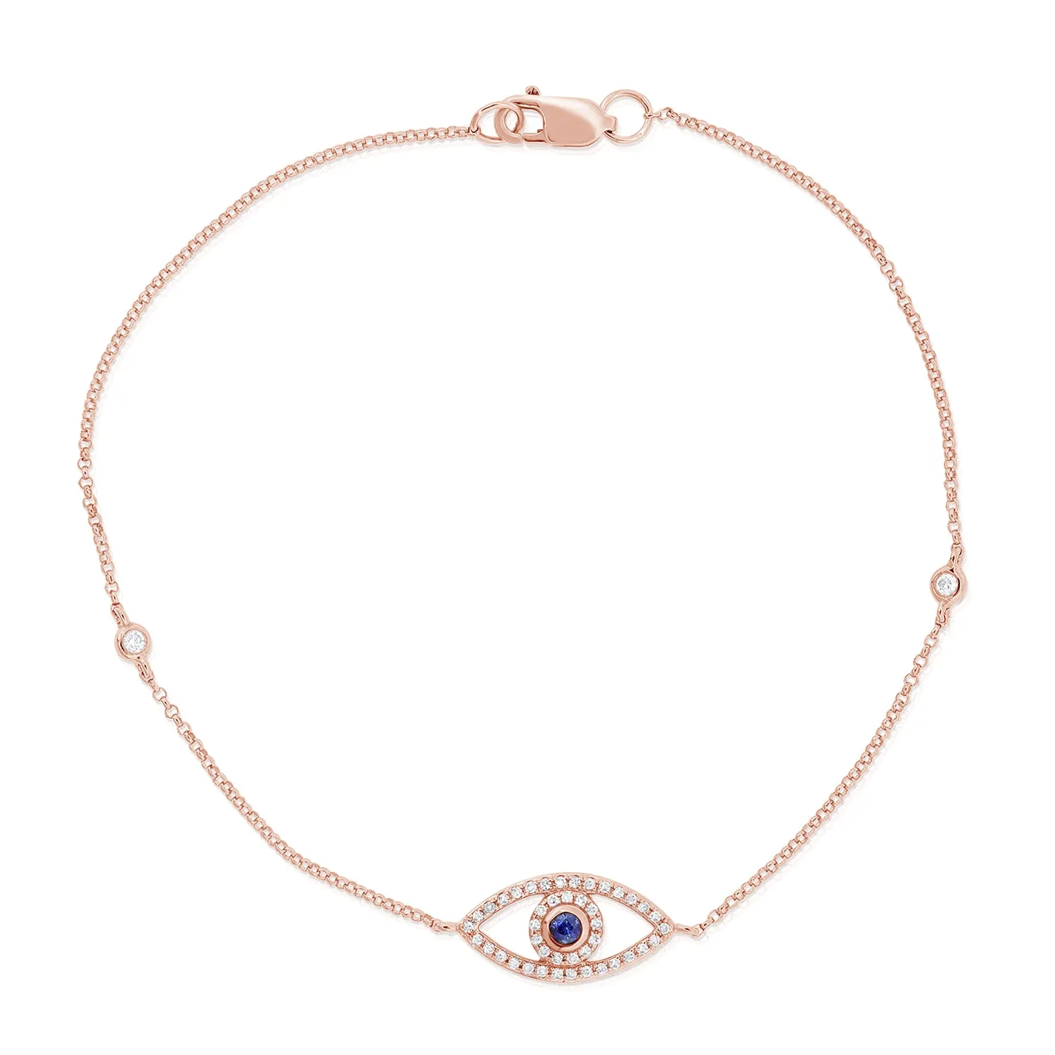 14k Gold Sapphire & Diamond Evil Eye Bracelet