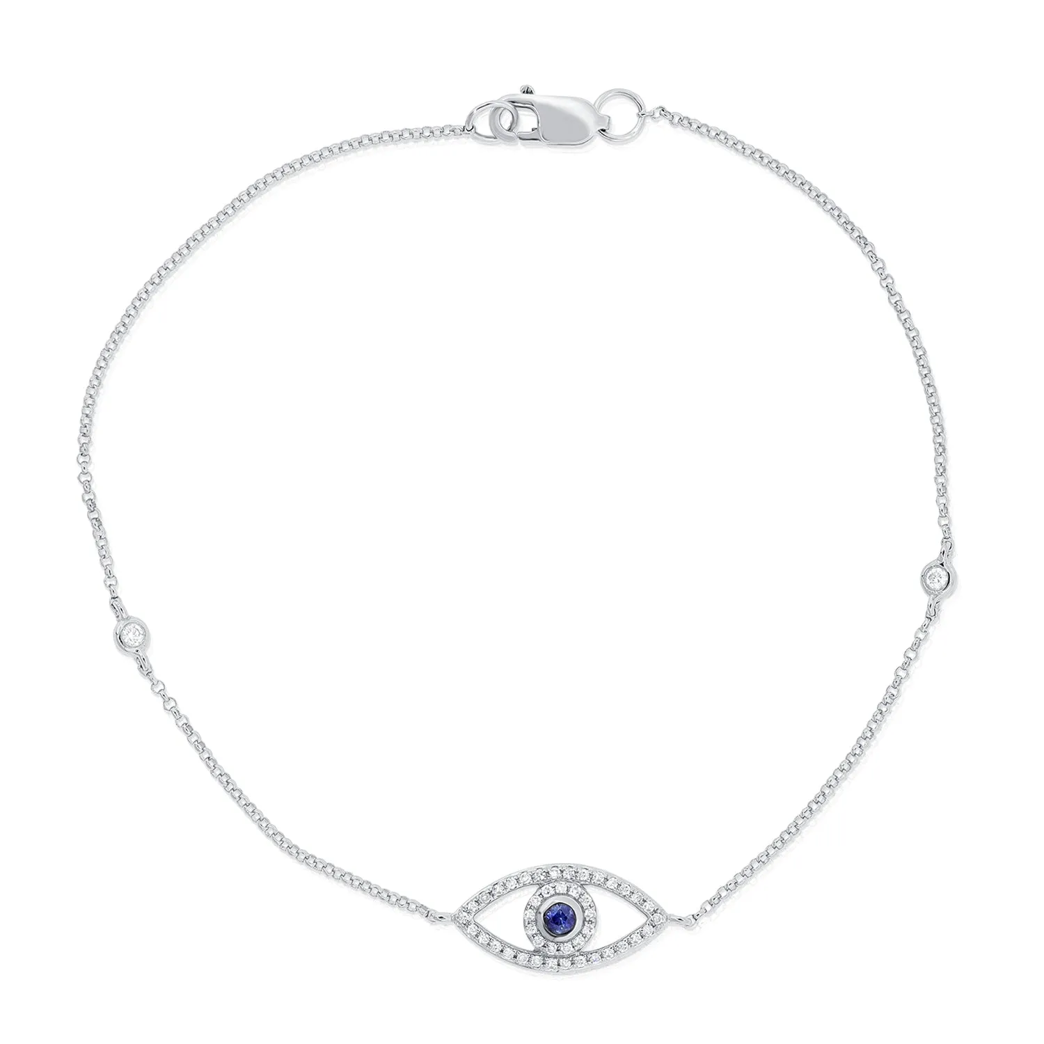 14k Gold Sapphire & Diamond Evil Eye Bracelet