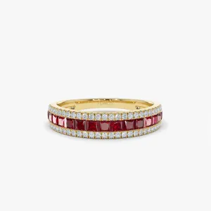 14k Half Eternity Square Ruby Anniversary Ring