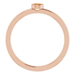 14K Rose 3 mm Natural Citrine Ring