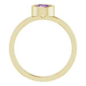 14K Yellow 5.5 mm Natural Amethyst Ring