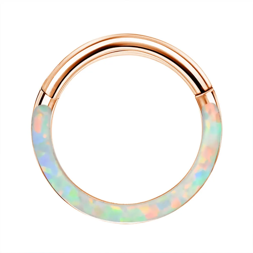 16G White Blue Opal Hinged Segment Cartilage Hoop Helix Earrings