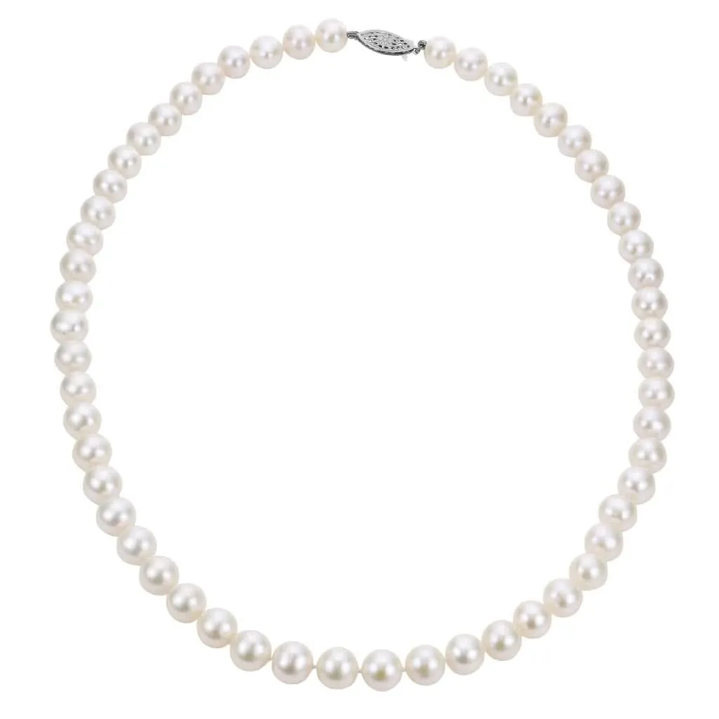 18 inch Pearl Necklace with 14K White Clasp