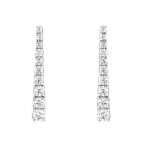 18ct White Gold Graduated Round Brilliant Cut Diamond Drop Earrings