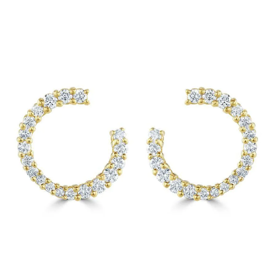 18ct Yellow Gold Round Brilliant Cut Diamond Loop Earrings