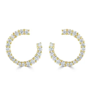 18ct Yellow Gold Round Brilliant Cut Diamond Loop Earrings