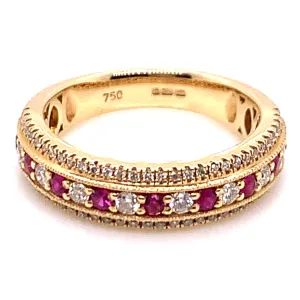 18ct Yellow Gold Ruby & Diamond Band