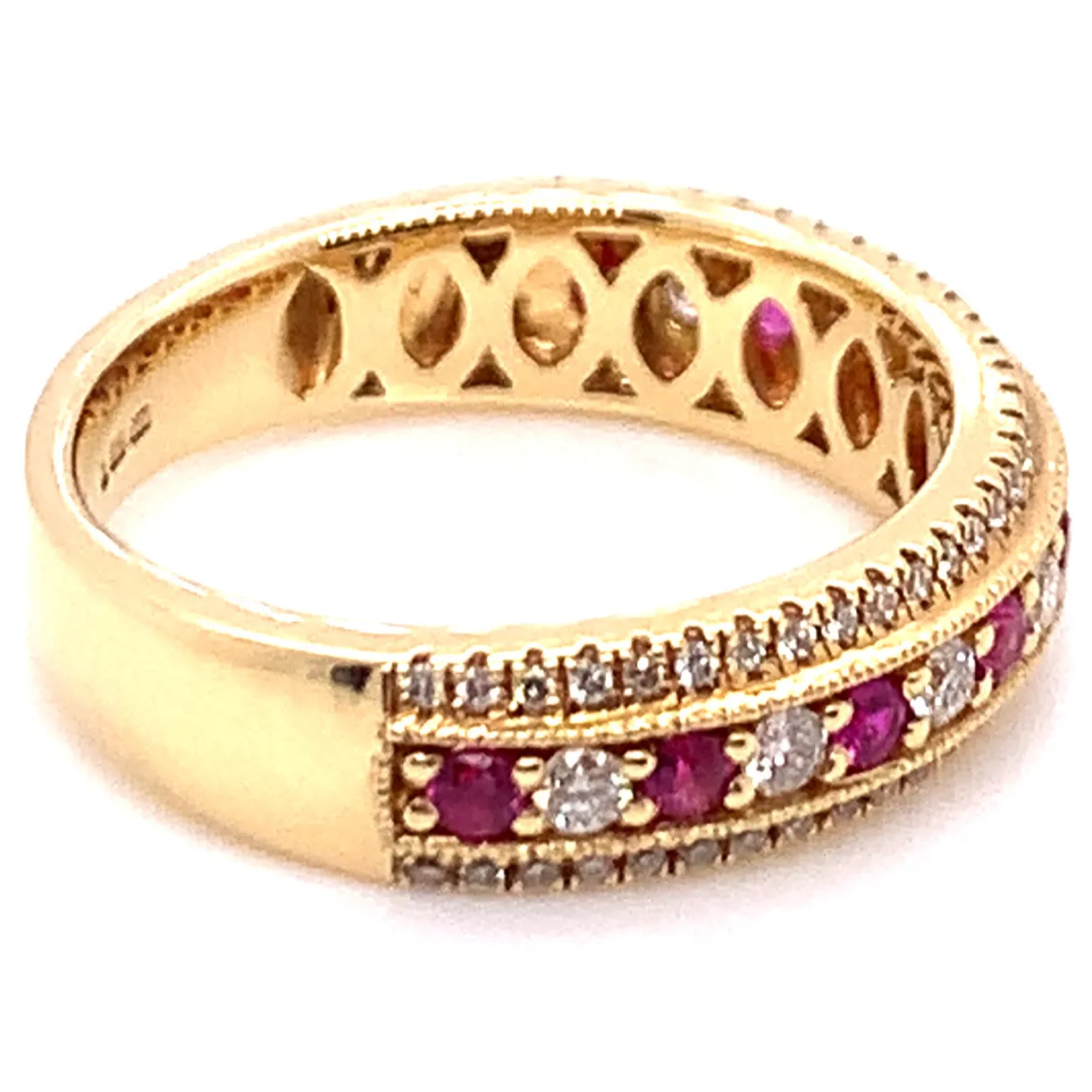 18ct Yellow Gold Ruby & Diamond Band