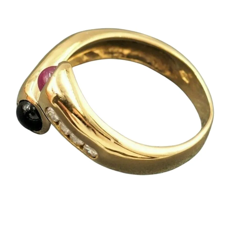 18ct Yellow Gold Ruby, Sapphire & Cubic Zirconia Ring