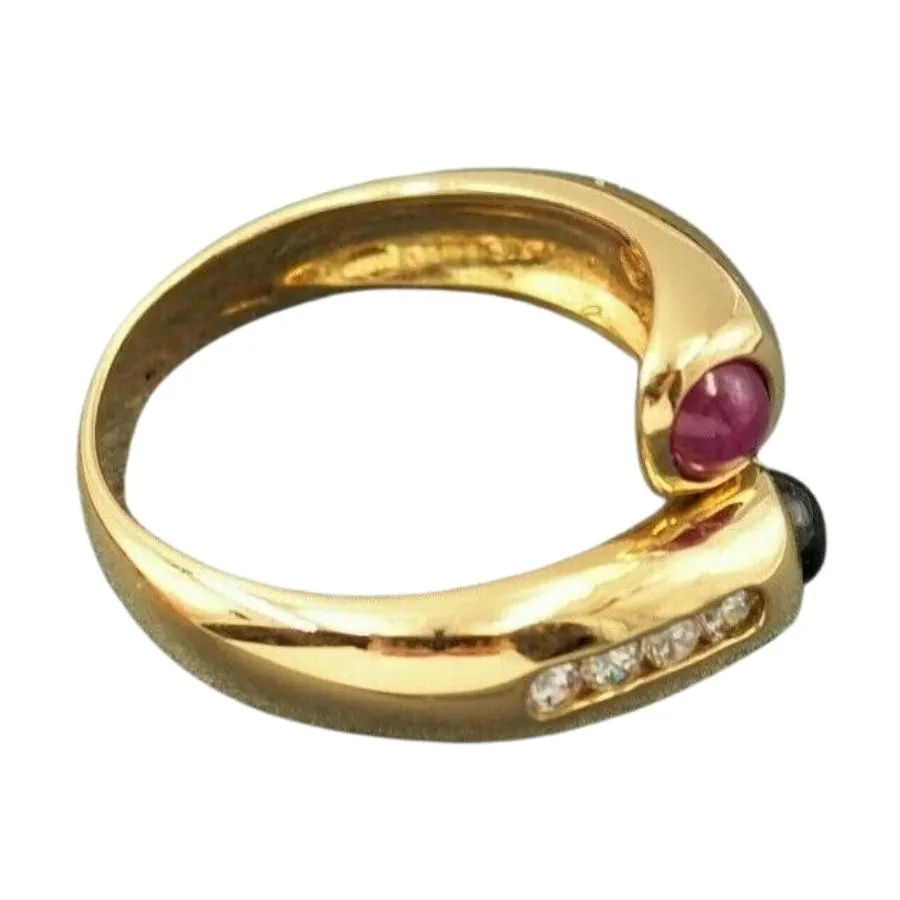 18ct Yellow Gold Ruby, Sapphire & Cubic Zirconia Ring