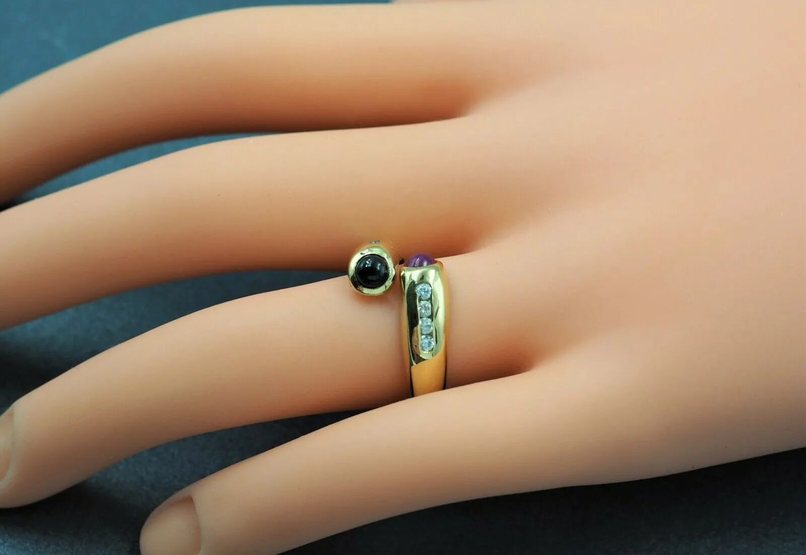 18ct Yellow Gold Ruby, Sapphire & Cubic Zirconia Ring