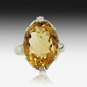 18kt White Gold Citrine ring and Diamond