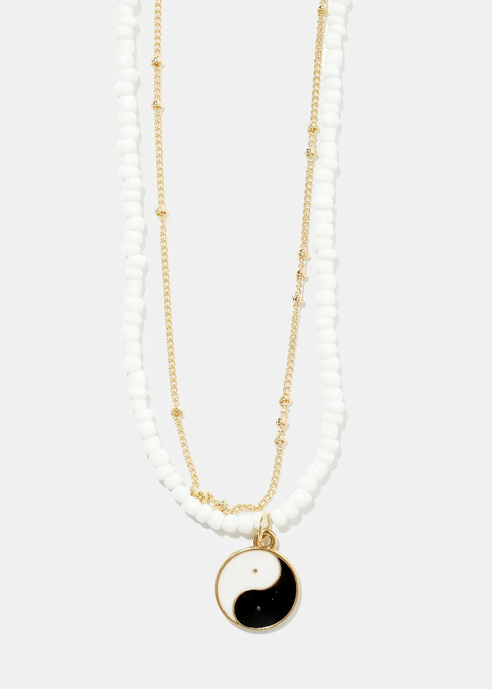 2 Layered Yin Yang Beaded Necklace