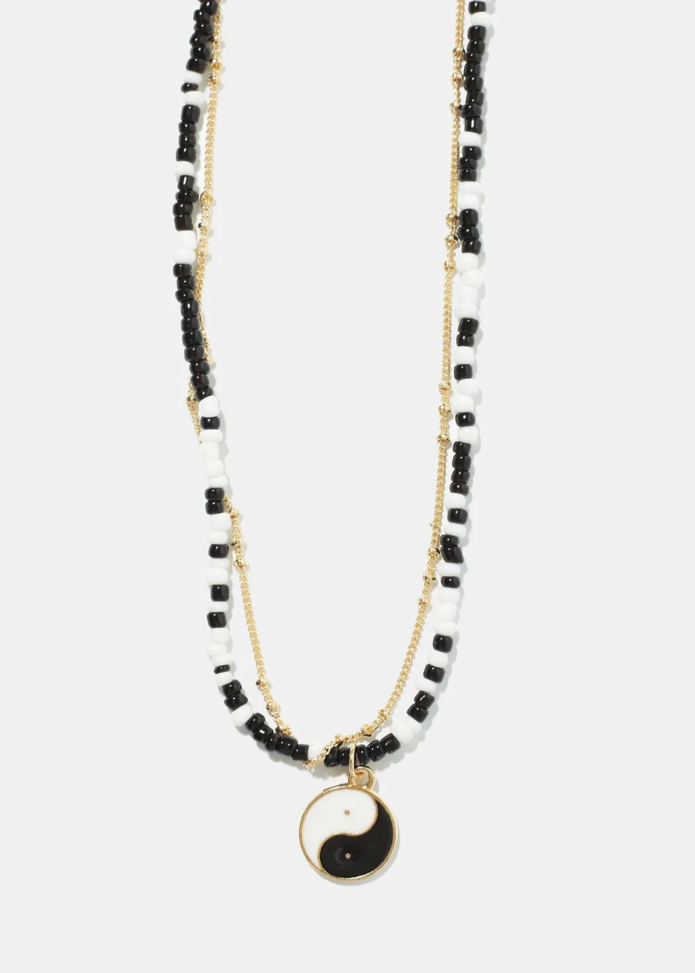 2 Layered Yin Yang Beaded Necklace