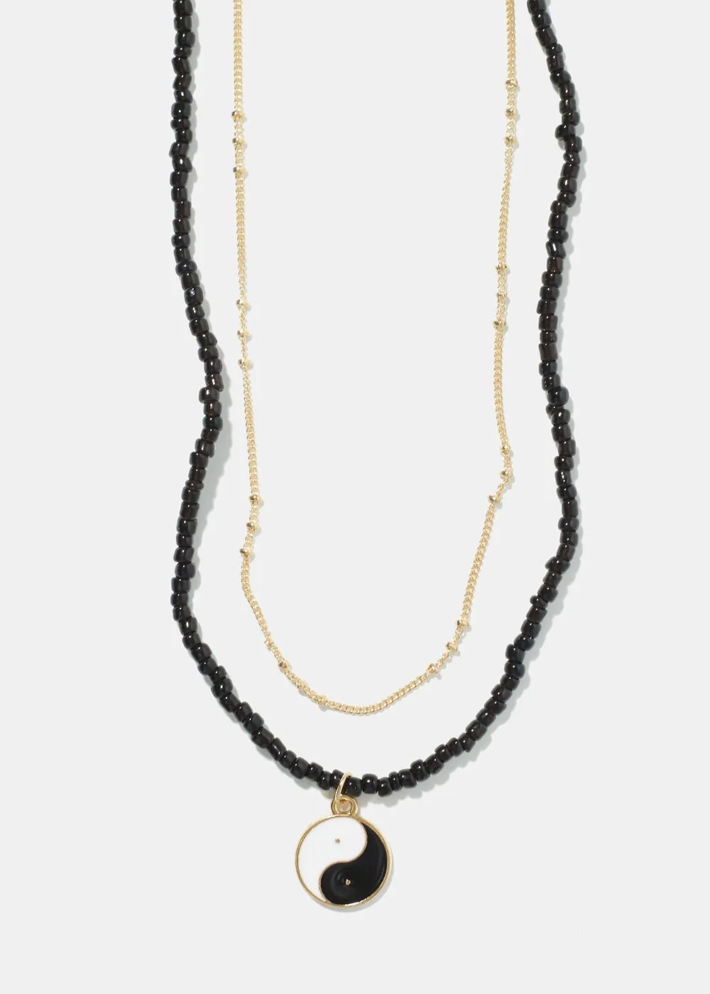 2 Layered Yin Yang Beaded Necklace