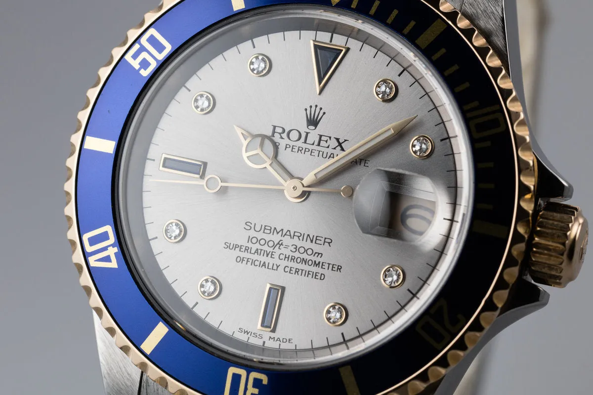 2006 Rolex Two-Tone Submariner 16613 Serti Dial with Box and Papers