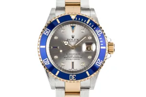 2006 Rolex Two-Tone Submariner 16613 Serti Dial with Box and Papers