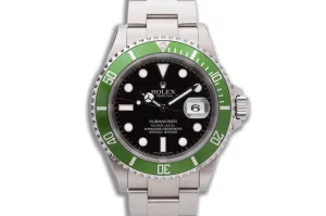 2006 Unpolished Rolex 16610LV Green Anniversary Submariner with Box, Hangtag, Card, & Booklets