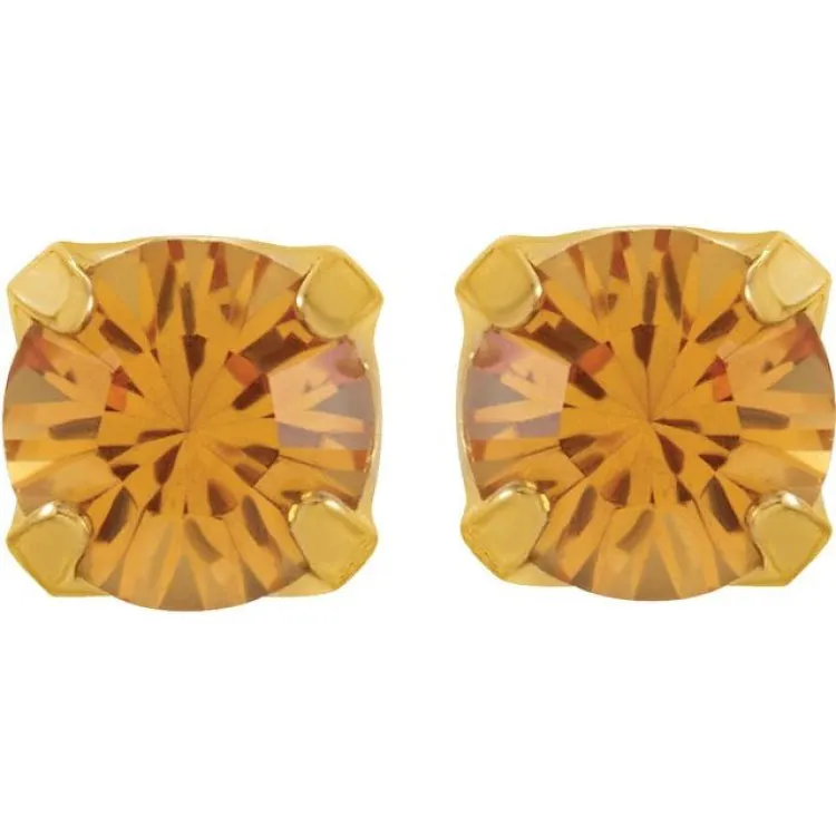 24K Gold-Plated Stainless Steel Imitation Citrine InvernessÂ® Piercing Earrings