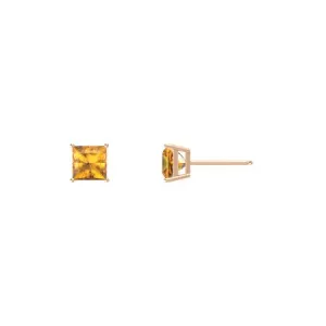 24k Rose Gold Plated 2 Cttw Citrine Square Stud Earrings