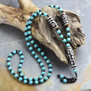 3 Dzi Bead Tibetan Necklace Made in Boudhanath