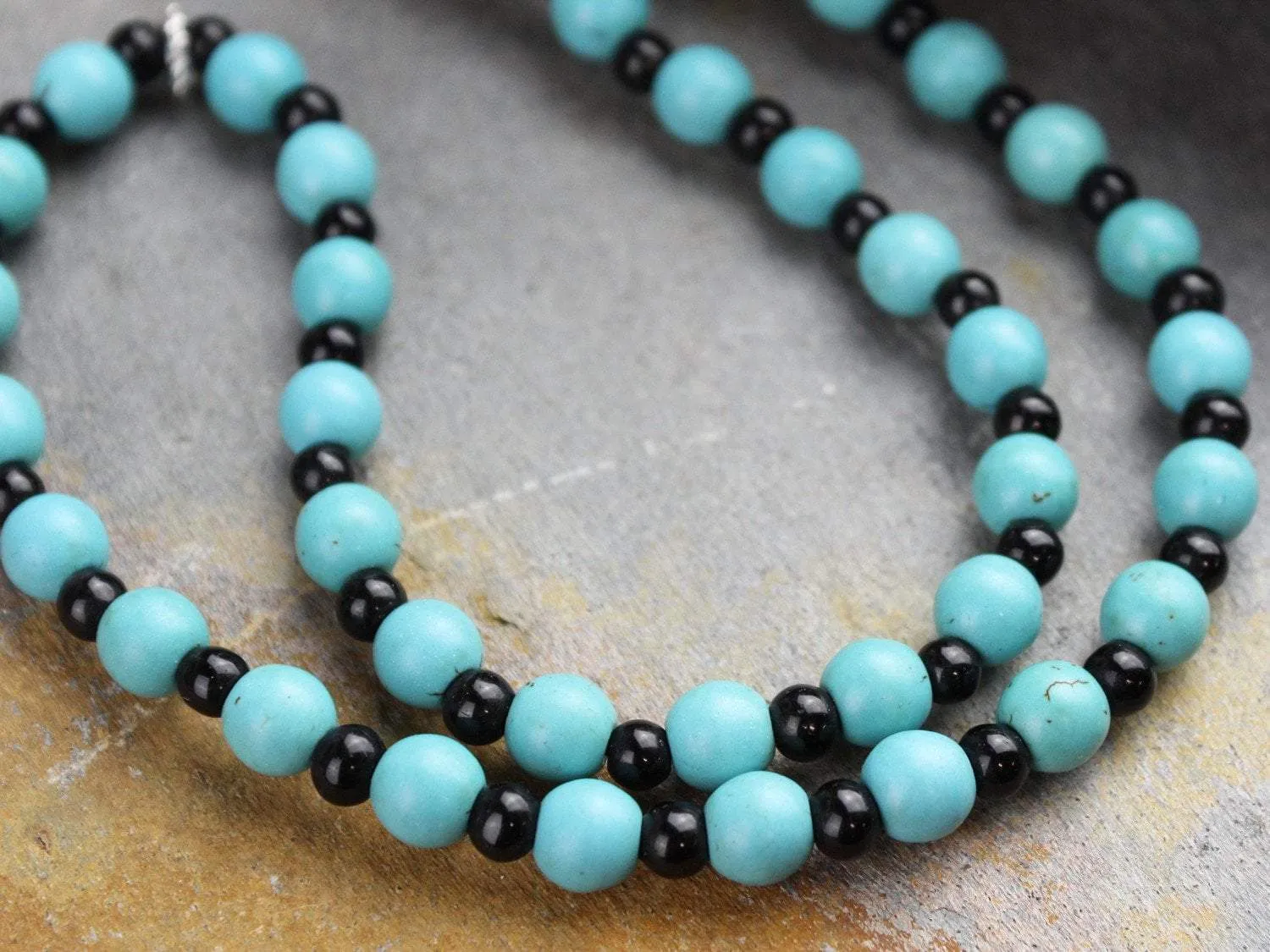 3 Dzi Bead Tibetan Necklace Made in Boudhanath