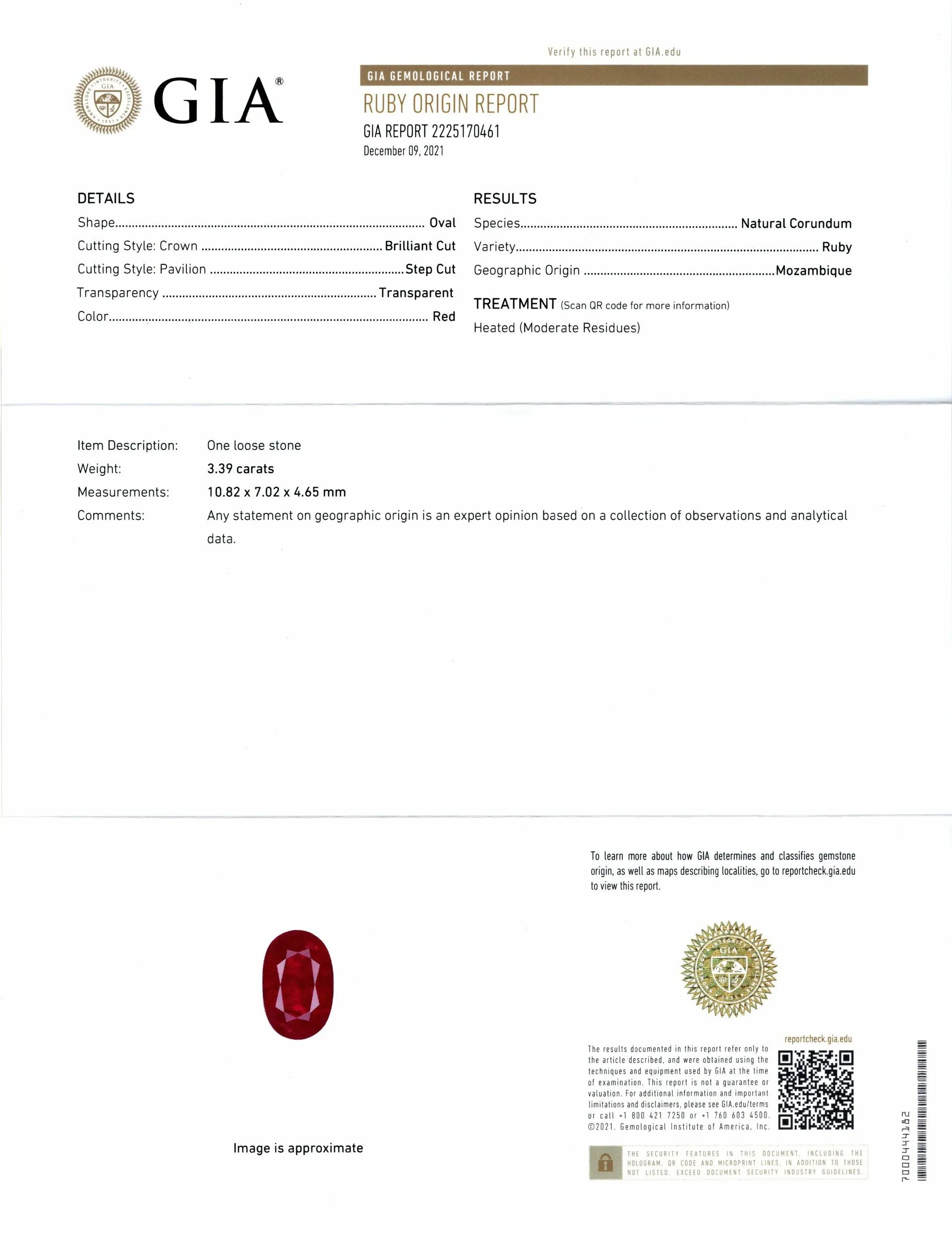 3.39ct GIA CERTIFIED OVAL SHAPE CUT RUBY RICH RED LOOSE NATURAL GEMSTONE 3.5ct