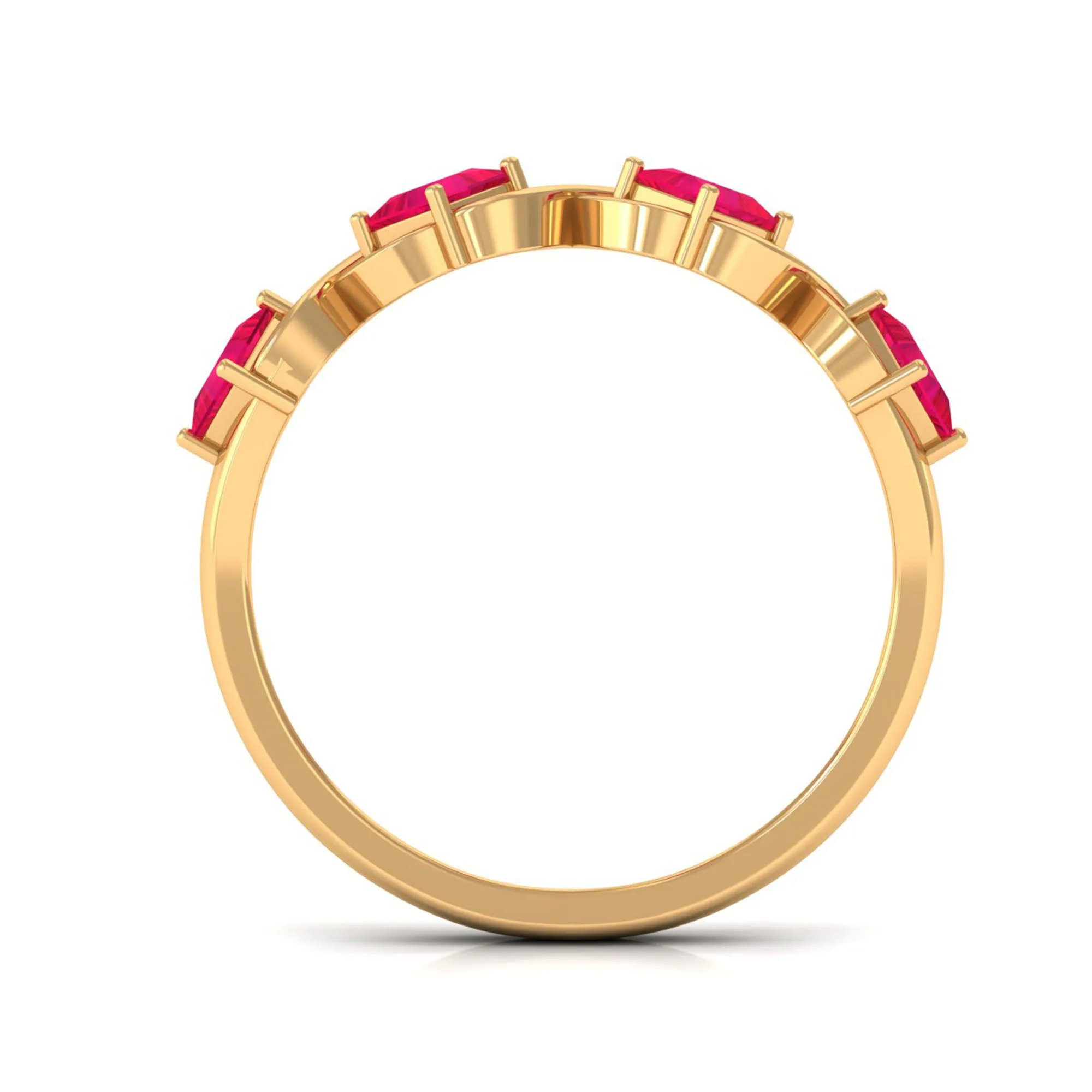 3/4 Carat Ruby Princess Cut Half Eternity Infinity Band Ring