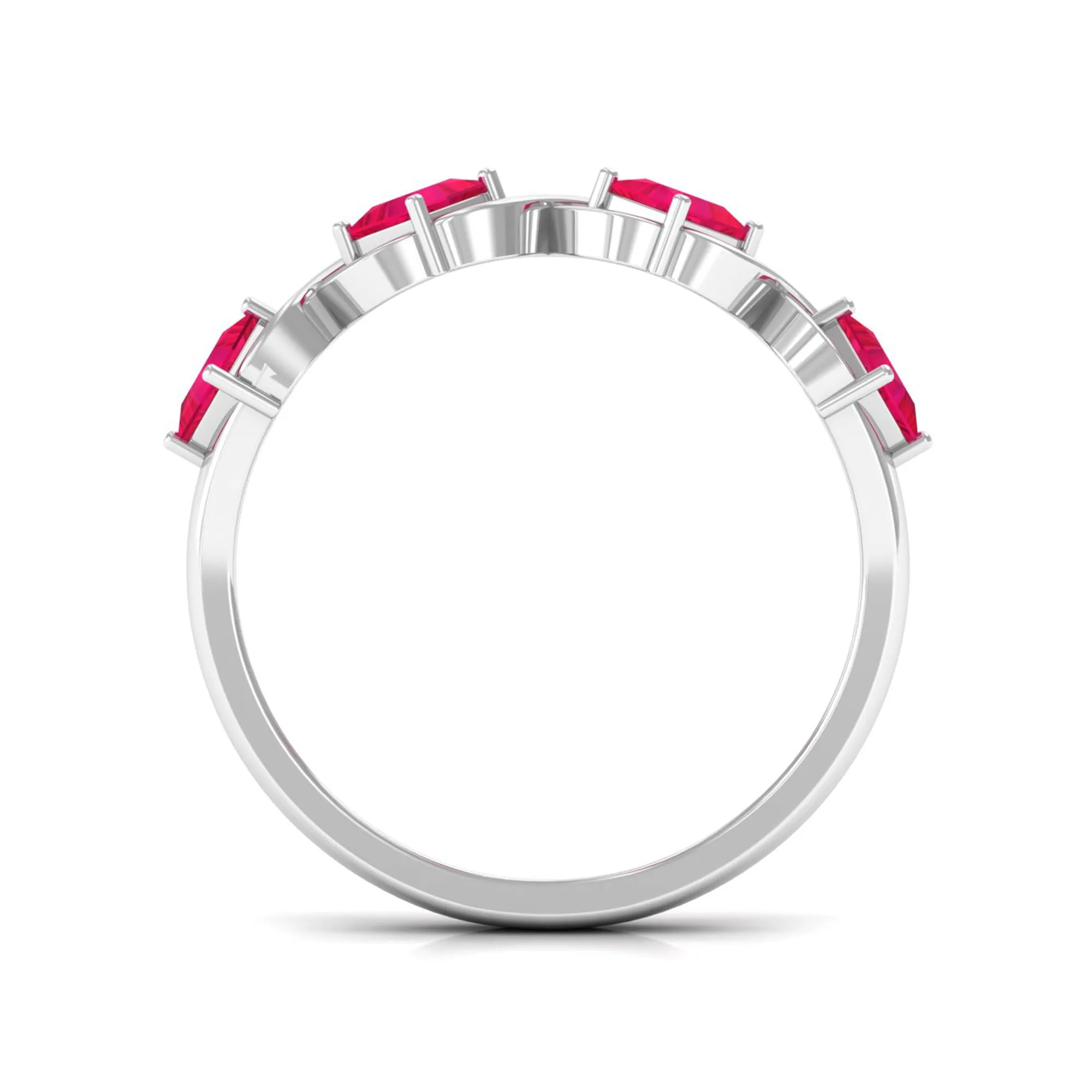 3/4 Carat Ruby Princess Cut Half Eternity Infinity Band Ring