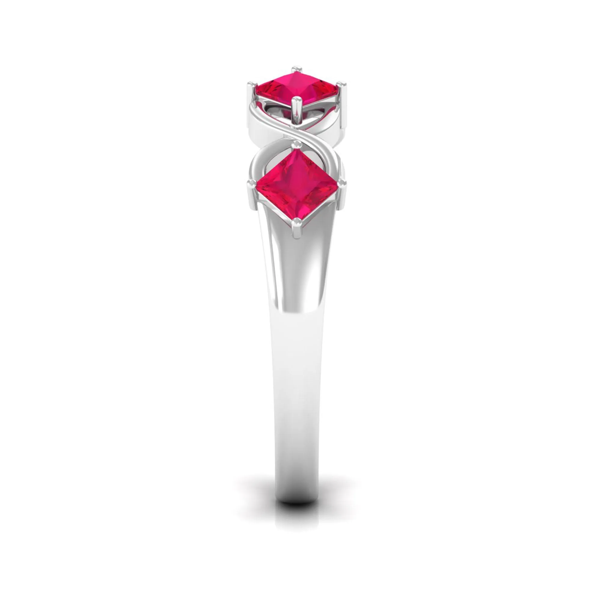 3/4 Carat Ruby Princess Cut Half Eternity Infinity Band Ring