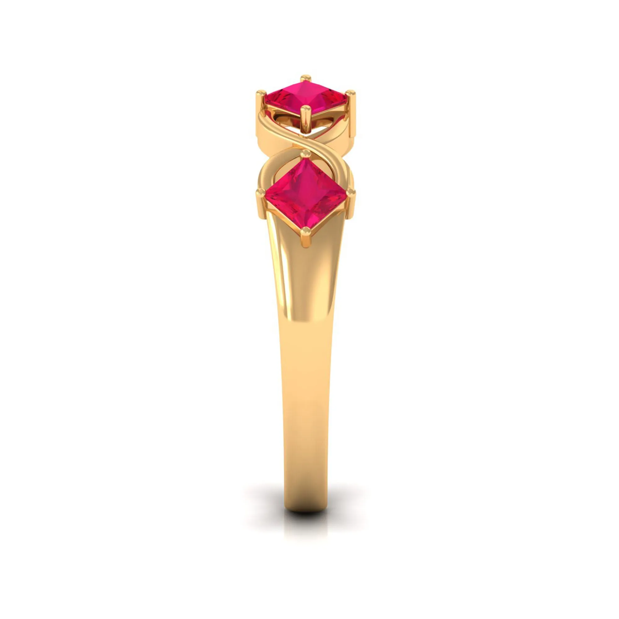 3/4 Carat Ruby Princess Cut Half Eternity Infinity Band Ring