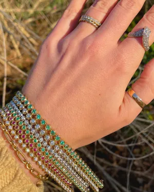 3GOG 14K Double Bubble Bracelet - Emerald, Ruby, or Sapphire - PREORDER DOWNPAYMENT