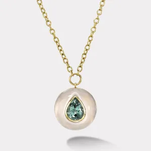 5.45ct Pear Green Tourmaline in Rose Quartz Lollipop Pendant