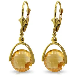 6.5 Carat 14K Solid Yellow Gold Leverback Earrings Checkerboard Cut Cit