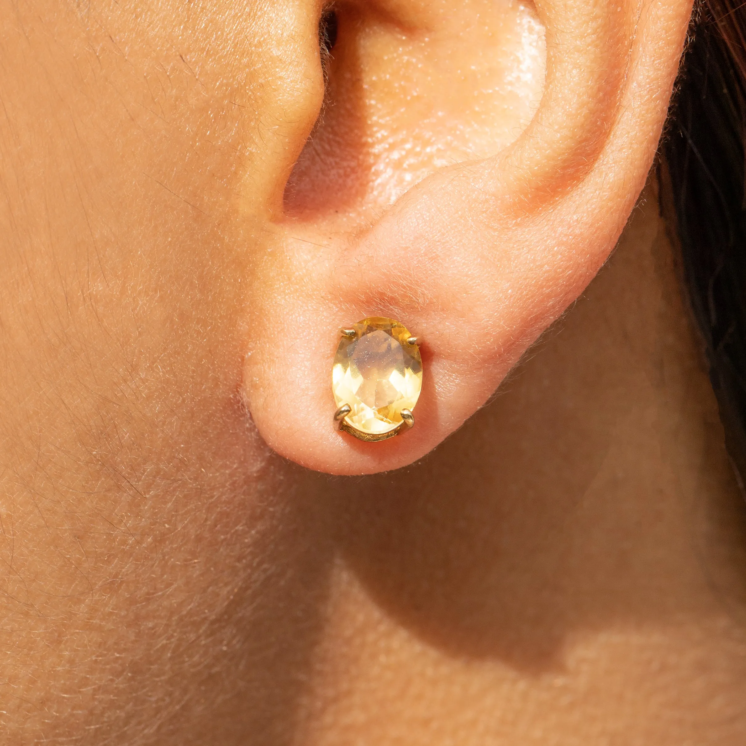 9ct Gold Citrine Stud Earrings, 2.00ct.