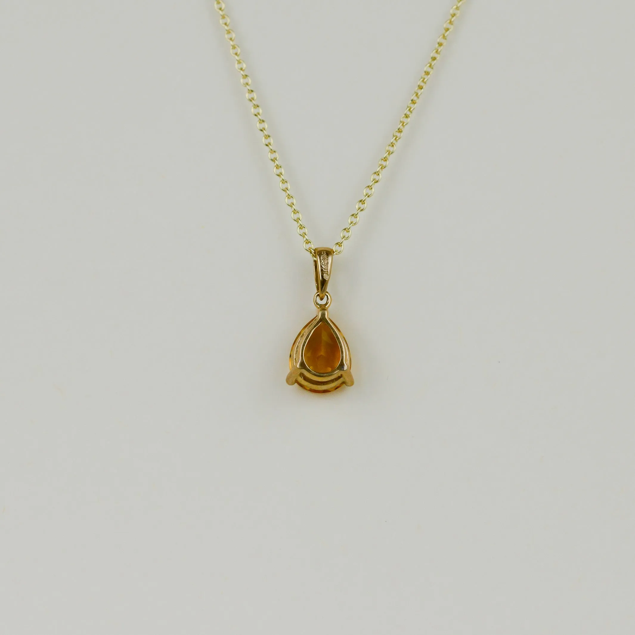 9ct Yellow Gold 1.70ct Pear Cut Citrine Pendant