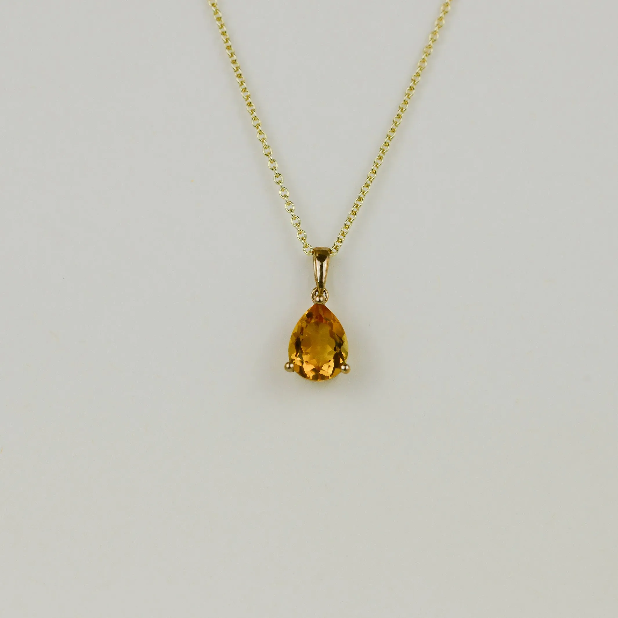 9ct Yellow Gold 1.70ct Pear Cut Citrine Pendant