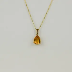 9ct Yellow Gold 1.70ct Pear Cut Citrine Pendant